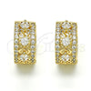 Oro Laminado Huggie Hoop, Gold Filled Style with White Cubic Zirconia, Polished, Golden Finish, 02.210.0091.5.15