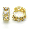 Oro Laminado Huggie Hoop, Gold Filled Style with White Cubic Zirconia, Polished, Golden Finish, 02.210.0091.5.15