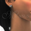 Rhodium Gold Filled Stud Earring, Butterfly Design, with Green and White Cubic Zirconia, Polished, Rhodium Finish, 02.210.0093.4
