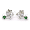 Rhodium Gold Filled Stud Earring, Butterfly Design, with Green and White Cubic Zirconia, Polished, Rhodium Finish, 02.210.0093.4