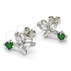 Rhodium Gold Filled Stud Earring, Butterfly Design, with Green and White Cubic Zirconia, Polished, Rhodium for wholesale, additional product view 6