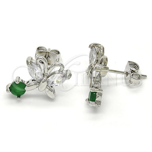 White Gold Filled Ring — Stud Earring Butterfly Design with Green and White — main product view — SKU 118810 | Oro Laminado Blanco anillo — Stud Earring Butterfly diseño with Green and blanco — SKU 118810