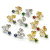 Rhodium Gold Filled Stud Earring, Butterfly Design, with Green and White Cubic Zirconia, Polished, Rhodium Finish, 02.210.0093.4
