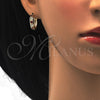 Oro Laminado Huggie Hoop, Gold Filled Style with Garnet and White Cubic Zirconia, Polished, Golden Finish, 02.210.0052.2.20