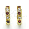 Oro Laminado Huggie Hoop, Gold Filled Style with Garnet and White Cubic Zirconia, Polished, Golden Finish, 02.210.0052.2.20