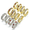 Oro Laminado Huggie Hoop, Gold Filled Style with Garnet and White Cubic Zirconia, Polished, Golden Finish, 02.210.0052.2.20
