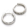 Rhodium Gold Filled Huggie Hoop, with White Cubic Zirconia, Polished, Rhodium Finish, 02.210.0052.4.20