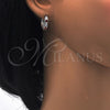 Rhodium Gold Filled Huggie Hoop, with Garnet and White Cubic Zirconia, Polished, Rhodium Finish, 02.210.0052.5.20