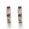 Rhodium Gold Filled Huggie Hoop, with Garnet and White Cubic Zirconia, Polished, Rhodium Finish, 02.210.0052.5.20
