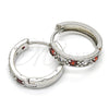 Rhodium Gold Filled Huggie Hoop, with Garnet and White Cubic Zirconia, Polished, Rhodium Finish, 02.210.0052.5.20