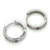 Rhodium Gold Filled Huggie Hoop, with Garnet and White Cubic Zirconia, Polished, Rhodium Finish, 02.210.0052.5.20