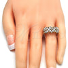 Oro Laminado Multi Stone Ring, Gold Filled Style Flower Design, with White Cubic Zirconia, Polished, Golden Finish, 01.210.0061.07 (Size 7)