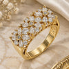 Oro Laminado Multi Stone Ring, Gold Filled Style Flower Design, with White Cubic Zirconia, Polished, Golden Finish, 01.210.0061.07 (Size 7)