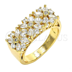Gold Filled Ring — Multi Stone Ring Flower Design with White Cubic — main product view — SKU 118833 | Oro Laminado anillo — Multi Stone Ring flor diseño with blanco Cubic — SKU 118833