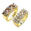 Oro Laminado Multi Stone Ring, Gold Filled Style Flower Design, with White Cubic Zirconia, Polished, Golden Finish, 01.210.0061.08 (Size 8)