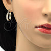 Oro Laminado Small Hoop, Gold Filled Style Greek Key Design, Polished, Golden Finish, 02.261.0012.20
