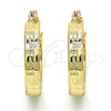 Oro Laminado Small Hoop, Gold Filled Style Greek Key Design, Polished, Golden Finish, 02.261.0012.20