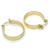 Oro Laminado Small Hoop, Gold Filled Style Greek Key Design, Polished, Golden Finish, 02.261.0012.20