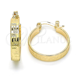 Gold Filled Hoop Earrings — Small Hoop Greek Key Design Polished 02. — main product view — SKU 118839 | Oro Laminado aretes de aro — Small Hoop Greek Key diseño pulido 02. — SKU 118839