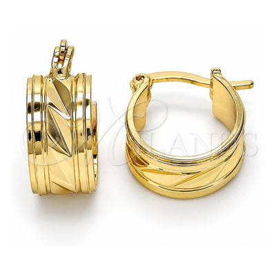 Oro Laminado Small Hoop, Gold Filled Style Diamond Cutting Finish, Golden Finish, 02.261.0017.15