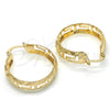 Oro Laminado Medium Hoop, Gold Filled Style Greek Key Design, Diamond Cutting Finish, Golden Finish, 02.261.0020.30
