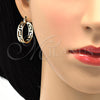 Oro Laminado Small Hoop, Gold Filled Style Greek Key Design, Diamond Cutting Finish, Golden Finish, 02.261.0025.25