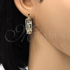 Oro Laminado Small Hoop, Gold Filled Style Greek Key Design, Diamond Cutting Finish, Golden Finish, 02.261.0025.25