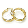 Oro Laminado Small Hoop, Gold Filled Style Greek Key Design, Diamond Cutting Finish, Golden Finish, 02.261.0025.25