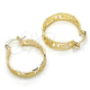 Oro Laminado Small Hoop, Gold Filled Style Greek Key Design, Diamond Cutting Finish, Golden Finish, 02.261.0025.25