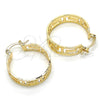 Oro Laminado Small Hoop, Gold Filled Style Greek Key Design, Diamond Cutting Finish, Golden Finish, 02.261.0025.25