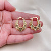 Oro Laminado Small Hoop, Gold Filled Style Heart Design, Diamond Cutting Finish, Golden Finish, 02.261.0027.25