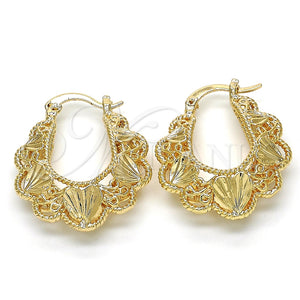Gold Filled Hoop Earrings — Small Hoop Heart Design Diamond Cutting 02. — main product view — SKU 118861 | Oro Laminado aretes de aro — Small Hoop corazón diseño Diamond Cutting 02. — SKU 118861