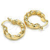 Oro Laminado Small Hoop, Gold Filled Style Twist Design, Polished, Golden Finish, 02.261.0032.25