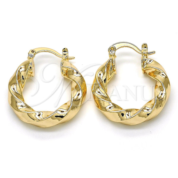 Gold Filled Hoop Earrings — Small Hoop Twist Design Polished 02. — main product view — SKU 118874 | Oro Laminado aretes de aro — Small Hoop Twist diseño pulido 02. — SKU 118874