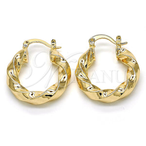 Gold Filled Hoop Earrings — Small Hoop Twist Design Polished 02. — main product view — SKU 118874 | Oro Laminado aretes de aro — Small Hoop Twist diseño pulido 02. — SKU 118874