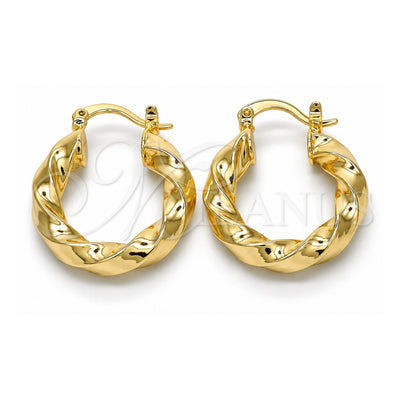Oro Laminado Small Hoop, Gold Filled Style Twist Design, Polished, Golden Finish, 02.261.0032.25