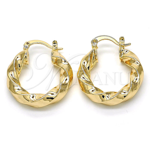Oro Laminado Small Hoop, Gold Filled Style Twist Design, Polished, Golden Finish, 02.261.0032.25
