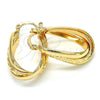 Oro Laminado Small Hoop, Gold Filled Style Greek Key Design, Polished, Golden Finish, 02.261.0033.20
