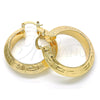 Oro Laminado Medium Hoop, Gold Filled Style Greek Key Design, Polished, Golden Finish, 02.261.0043.35