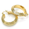 Oro Laminado Medium Hoop, Gold Filled Style Greek Key Design, Polished, Golden Finish, 02.261.0043.35