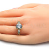 Oro Laminado Multi Stone Ring, Gold Filled Style with White Cubic Zirconia, Polished, Golden Finish, 01.284.0016.07 (Size 7)