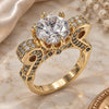 Oro Laminado Multi Stone Ring, Gold Filled Style with White Cubic Zirconia, Polished, Golden Finish, 01.284.0016.07 (Size 7)