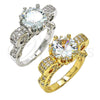 Oro Laminado Multi Stone Ring, Gold Filled Style with White Cubic Zirconia, Polished, Golden Finish, 01.284.0016.07 (Size 7)