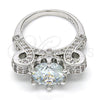 Rhodium Plated Multi Stone Ring, with White Cubic Zirconia, Polished, Rhodium Finish, 01.284.0016.1.07 (Size 7)