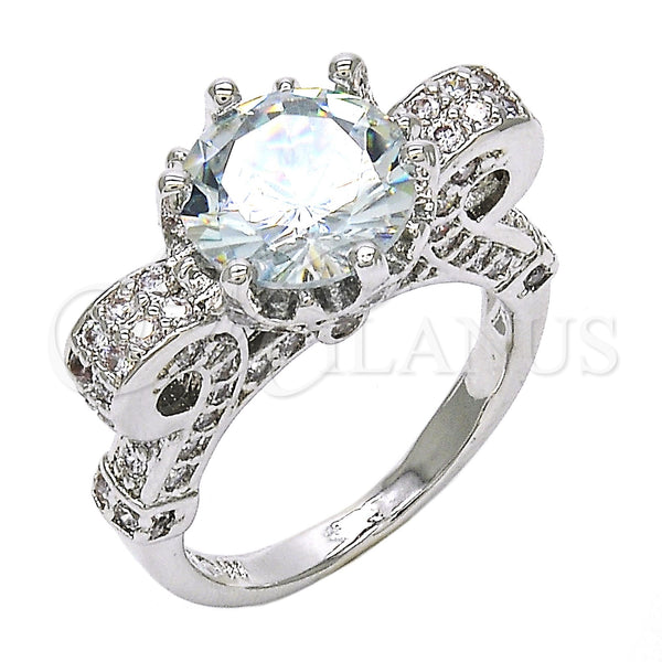Rhodium Plated Multi Stone Ring, with White Cubic Zirconia, Polished, Rhodium Finish, 01.284.0016.1.07 (Size 7)