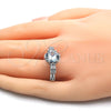 Rhodium Plated Multi Stone Ring, with White Cubic Zirconia, Polished, Rhodium Finish, 01.284.0016.1.08 (Size 8)
