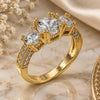 Oro Laminado Multi Stone Ring, Gold Filled Style with White Cubic Zirconia, Polished, Golden Finish, 01.284.0017.07 (Size 7)