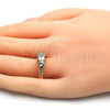 Oro Laminado Multi Stone Ring, Gold Filled Style with White Cubic Zirconia, Polished, Golden Finish, 01.284.0017.08 (Size 8)