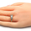 Oro Laminado Multi Stone Ring, Gold Filled Style with White Cubic Zirconia, Polished, Golden Finish, 01.284.0017.08 (Size 8)