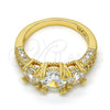 Oro Laminado Multi Stone Ring, Gold Filled Style with White Cubic Zirconia, Polished, Golden Finish, 01.284.0017.08 (Size 8)